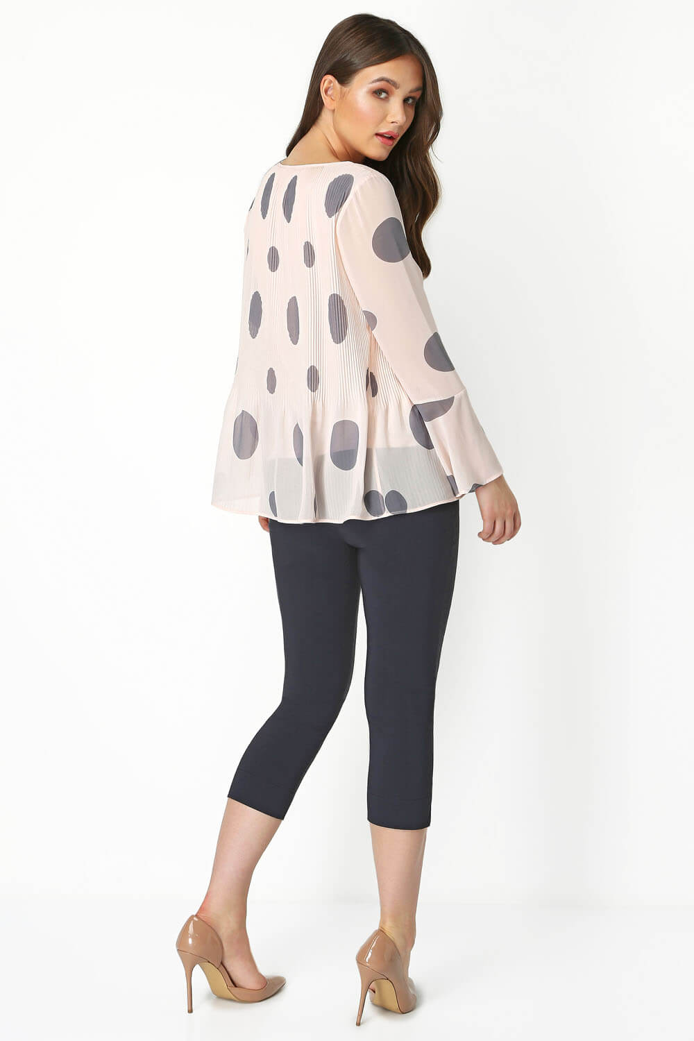 PINK Spot Print Pleated top , Image 3 of 8