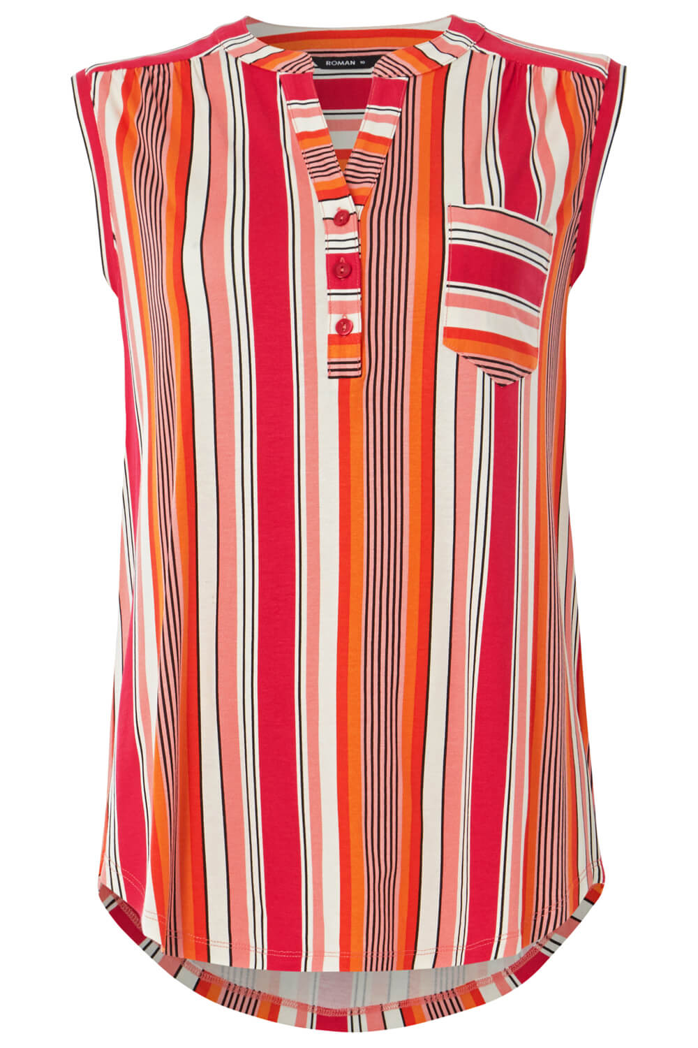 Multi  Stripe Print Sleeveless Shirt, Image 5 of 5