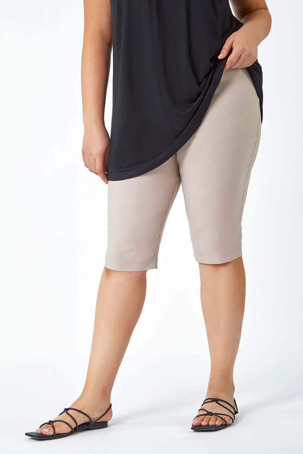 Natural  Curve Knee Length Stretch Shorts, Image 4 of 5