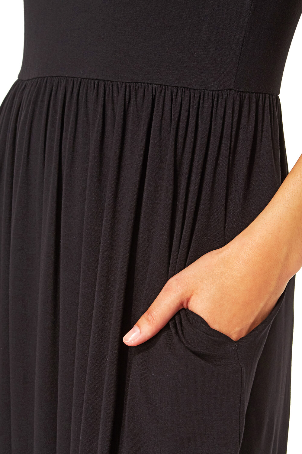 Black Gathered Skirt Maxi Dress, Image 3 of 4
