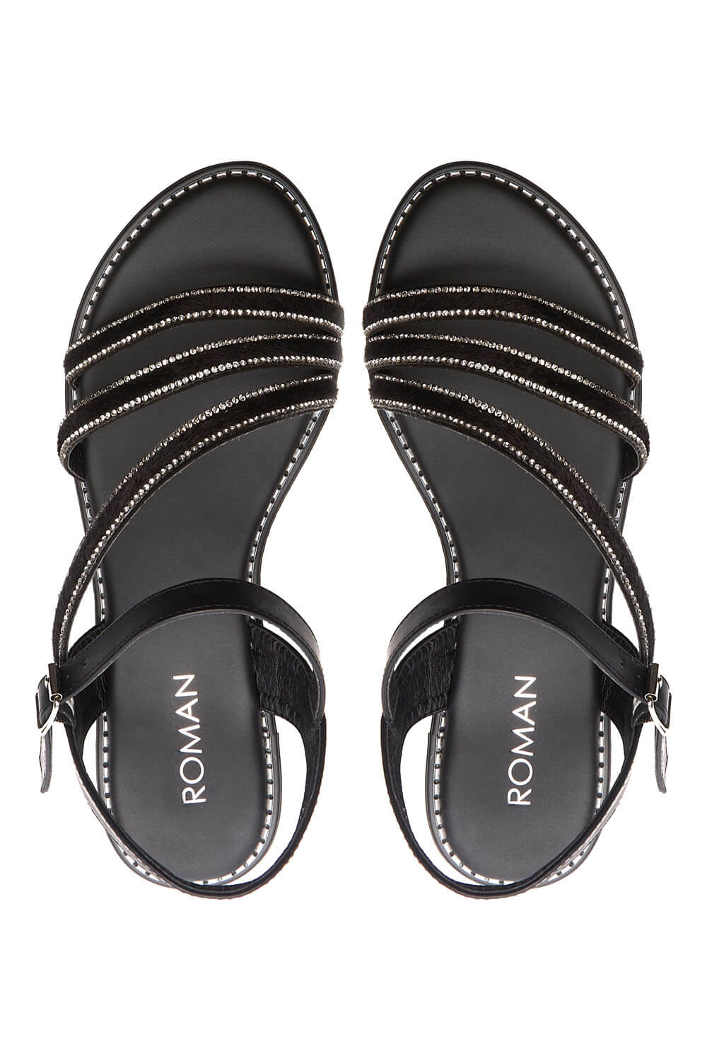 Black Diamante Embellished Sandal , Image 3 of 5