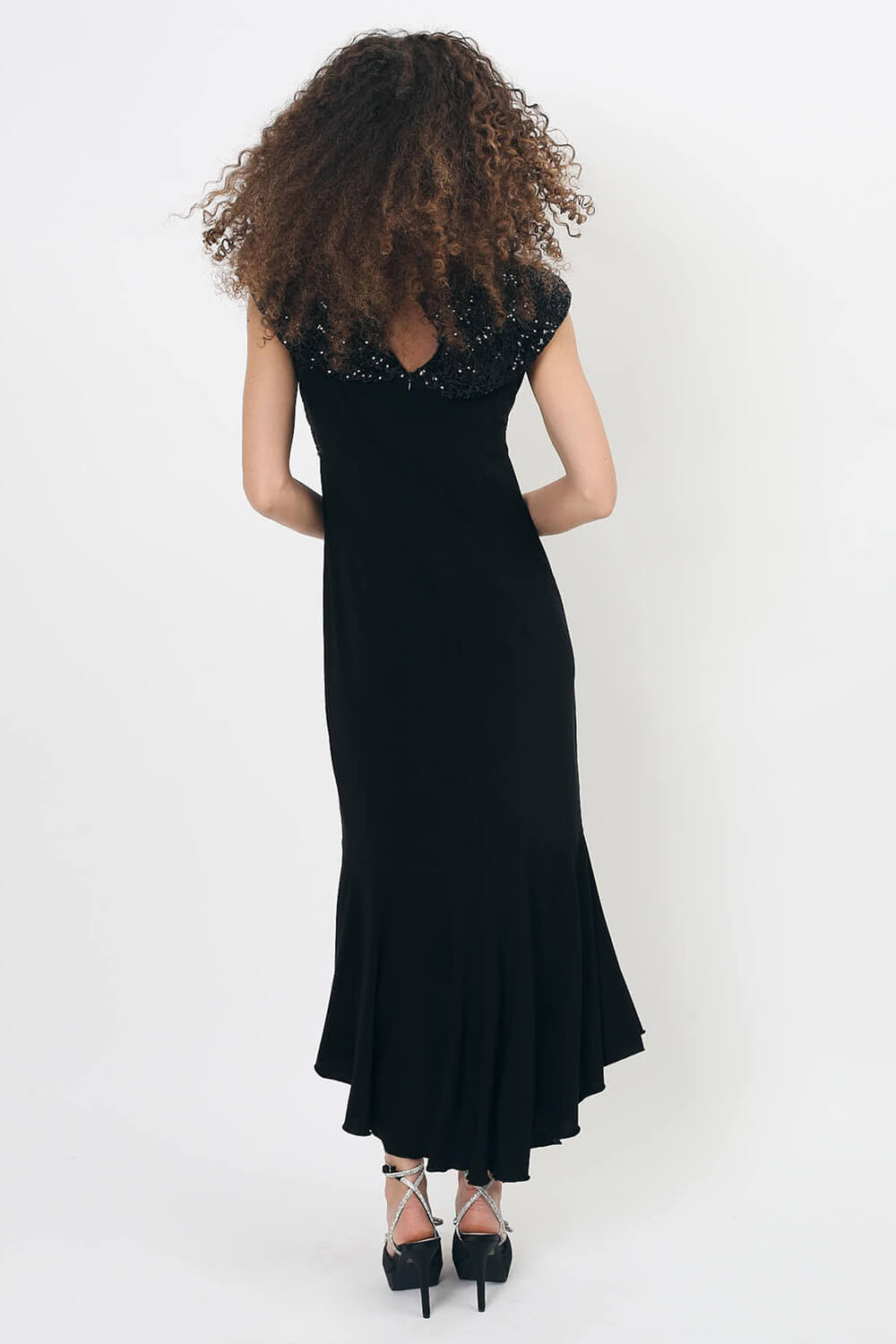 Black Julianna Fishtail Sequin Fitted Dress, Image 2 of 3