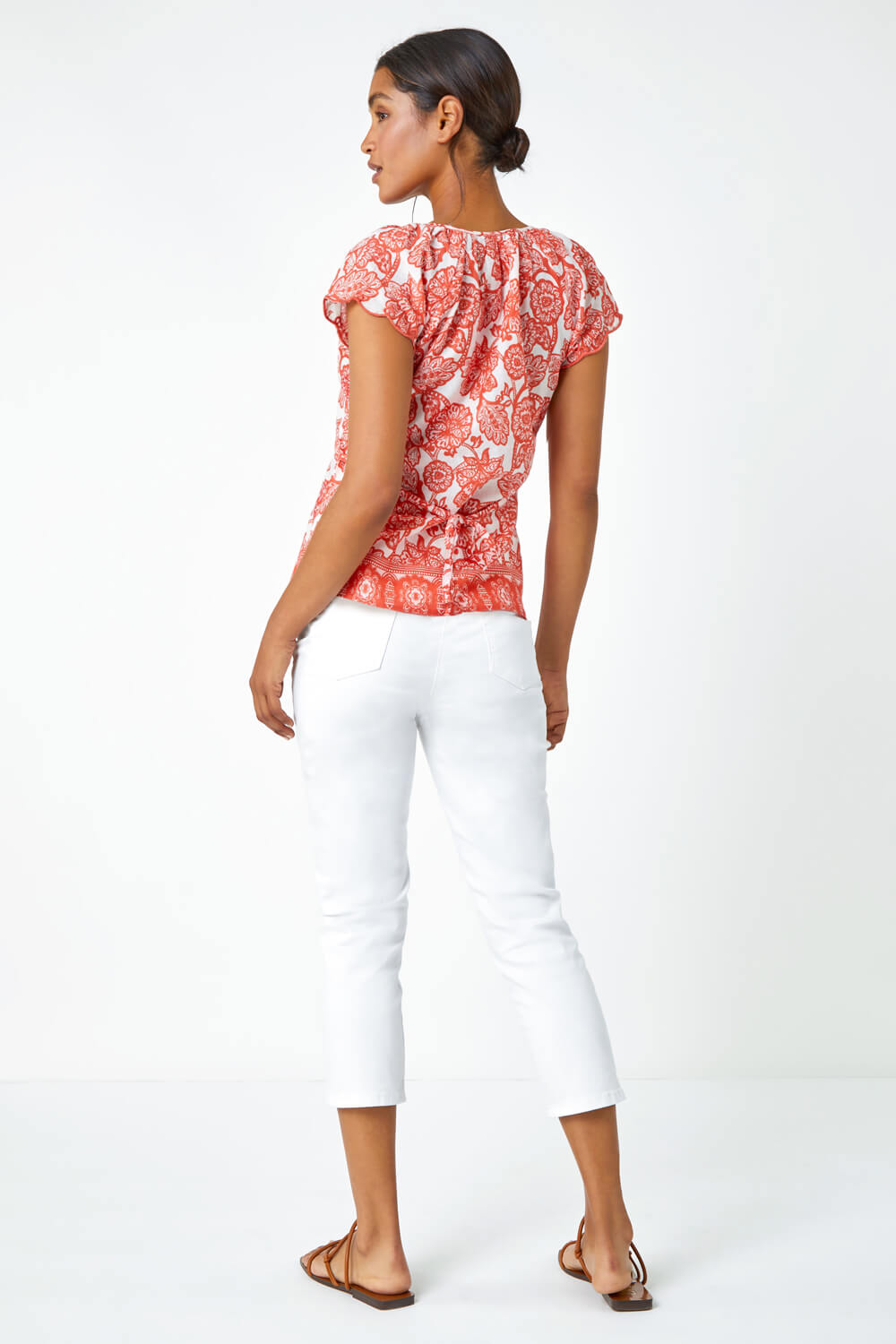 CORAL Floral Print Cotton Top, Image 4 of 5