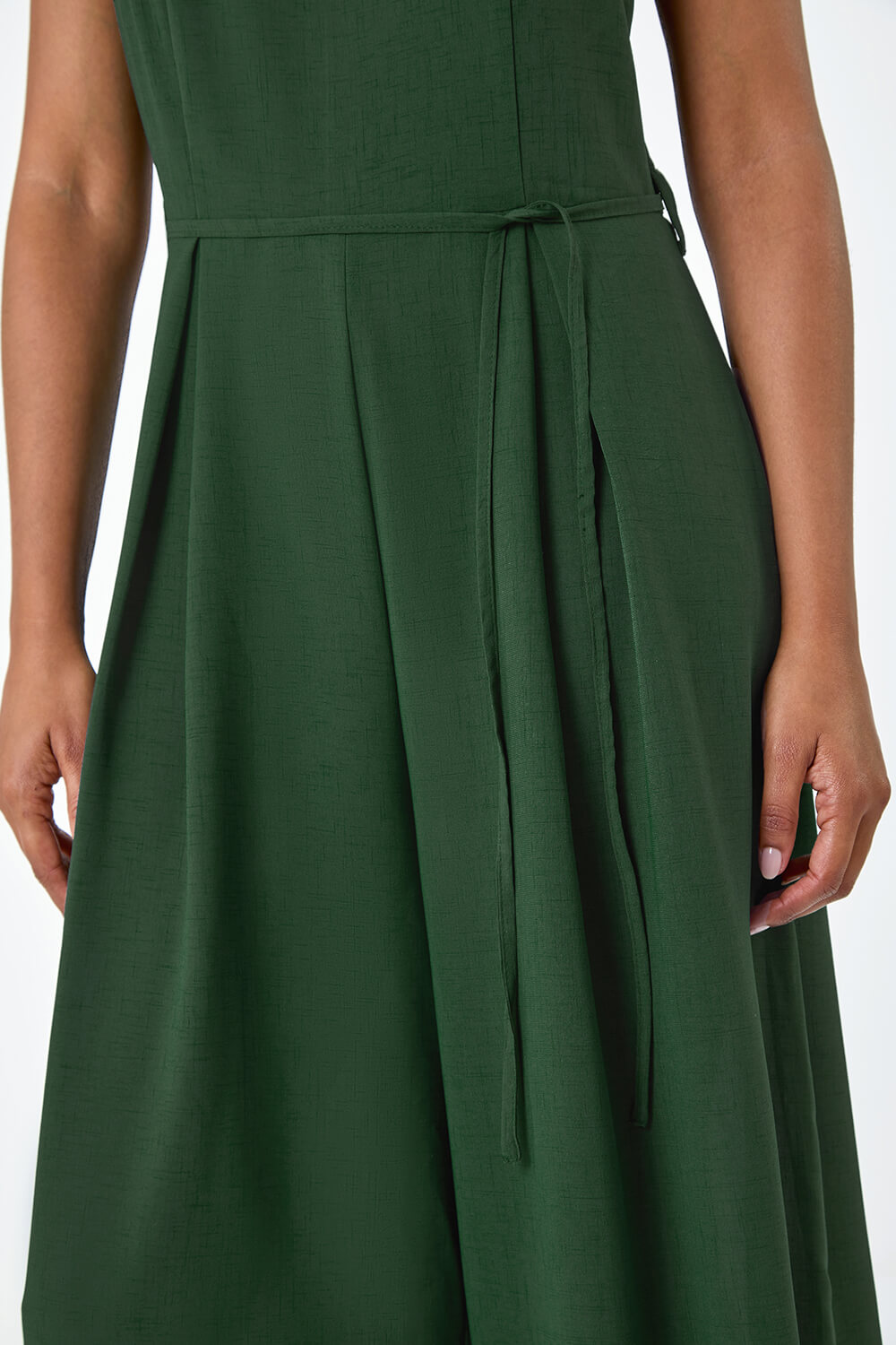 Green Sleeveless Wide Leg Culotte Jumpsuit, Image 5 of 5