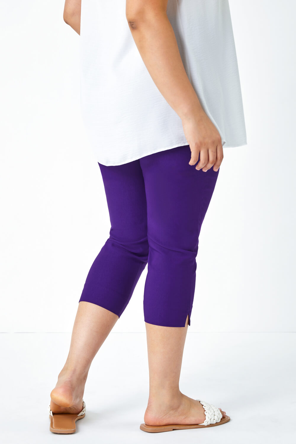Purple Curve Cropped Stretch Trouser, Image 3 of 5