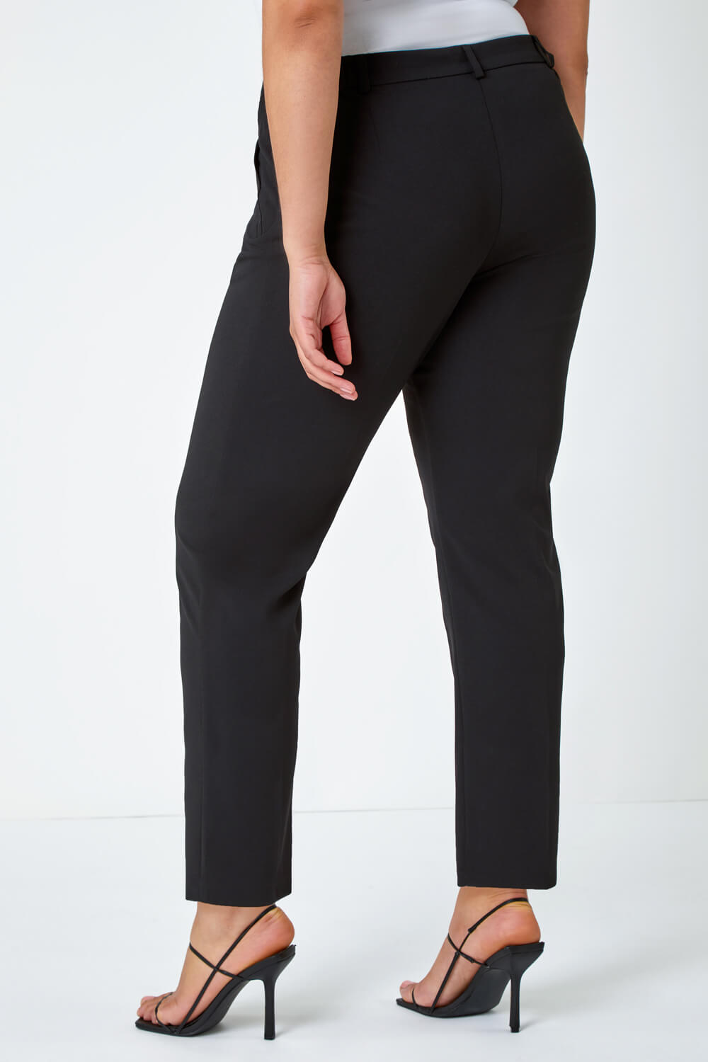 Black Curve Straight Smart Trousers, Image 3 of 6