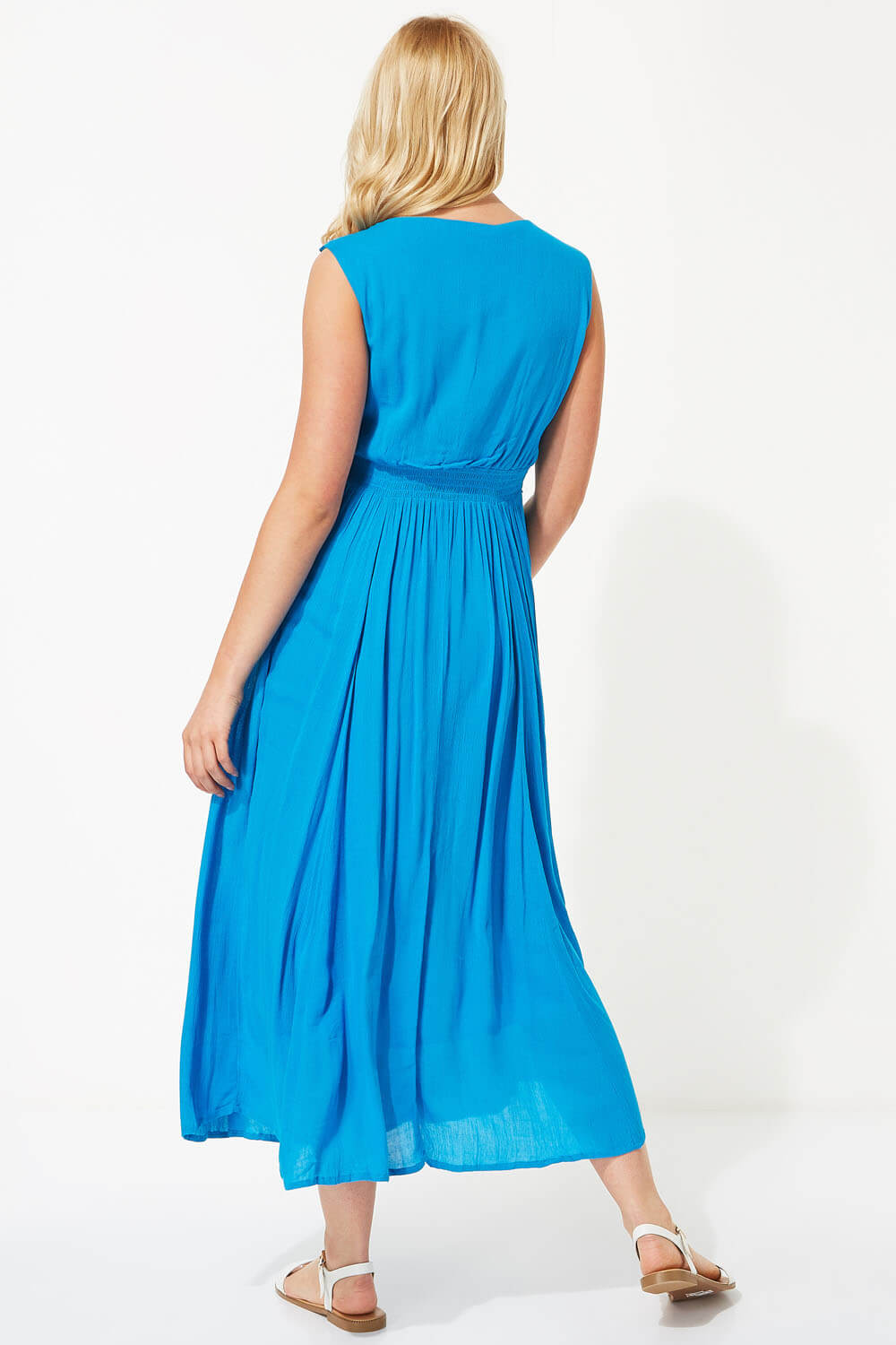 Turquoise Crochet Bodice Maxi Dress, Image 2 of 4