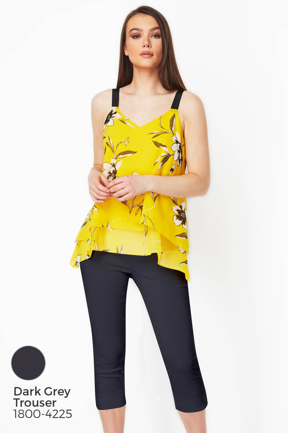 Yellow Double Layer Floral Vest Top , Image 7 of 9