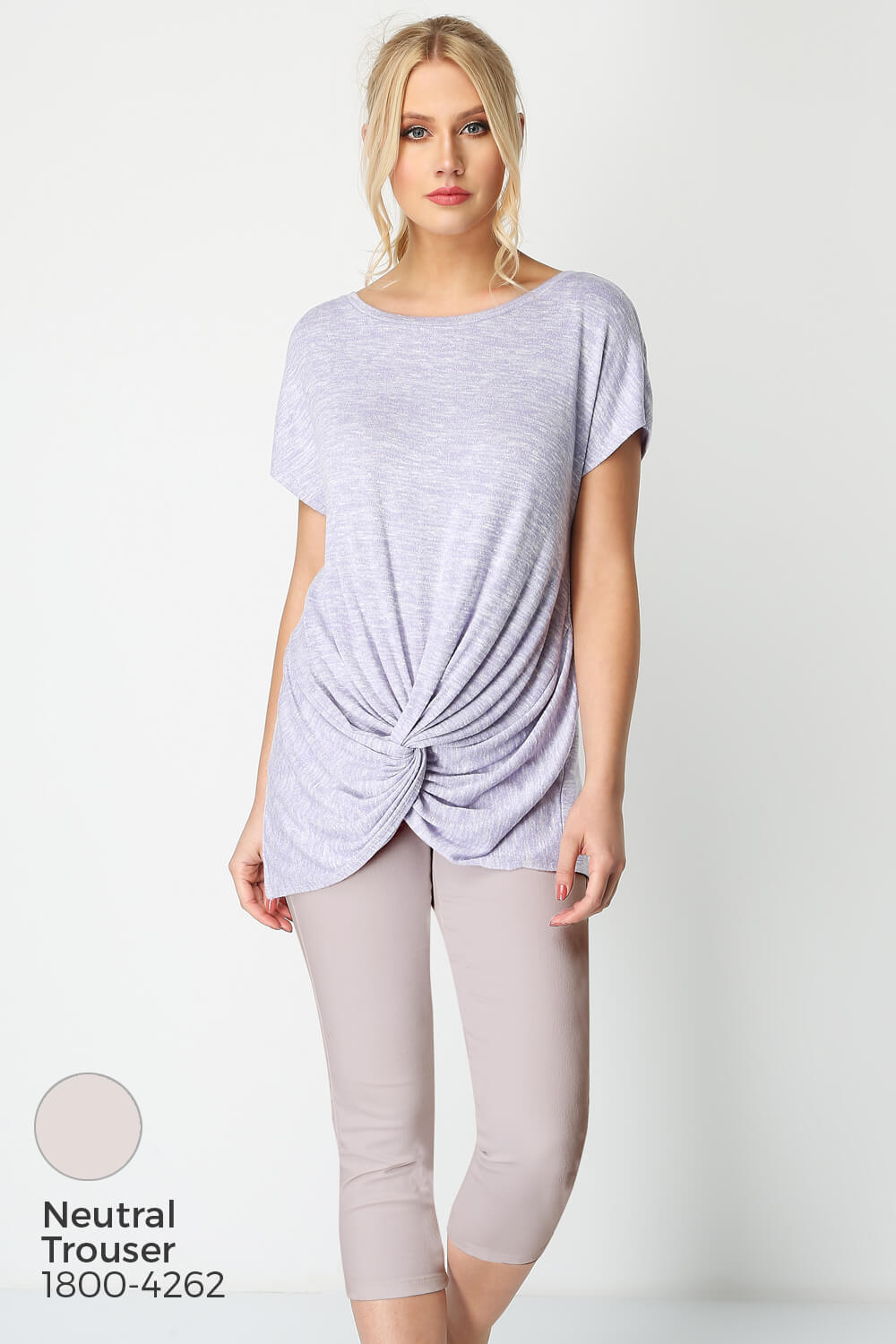 Lilac Knot Front Short Sleeve Top, Image 6 of 8