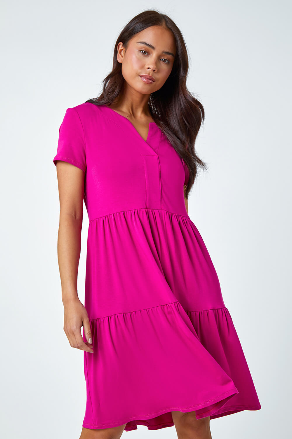 PINK Petite Tiered Stretch T-Shirt Dress, Image 2 of 5