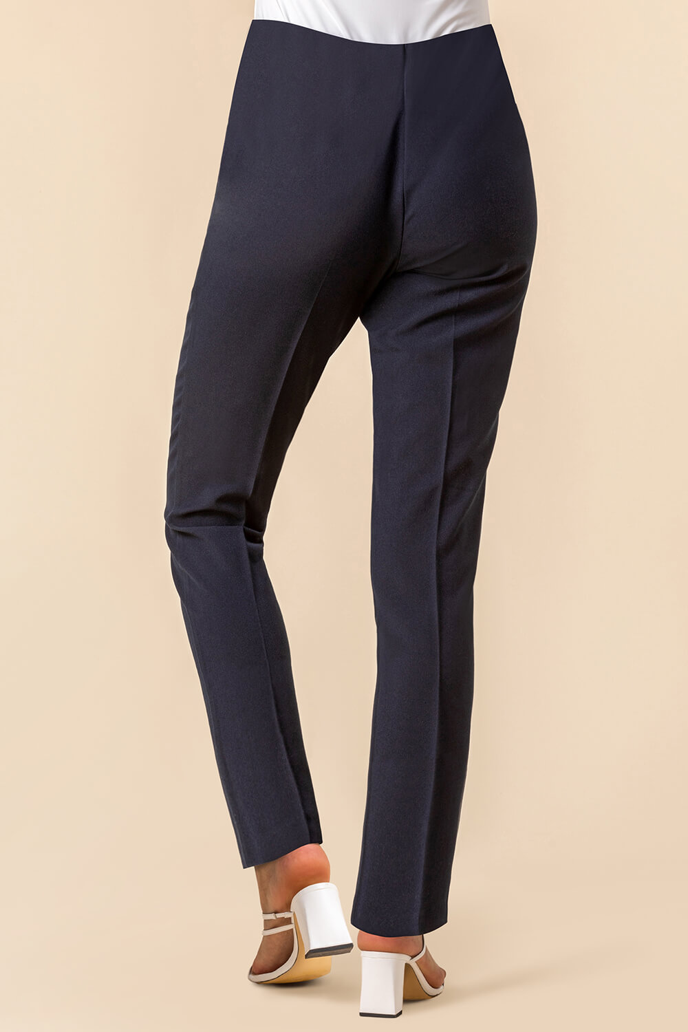 Navy  Soft Jersey Stretch Seam Detail Trouser, Image 2 of 4