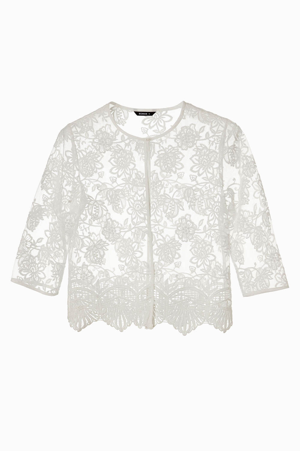 Ivory  Short Floral Embroidered Jacket, Image 5 of 5