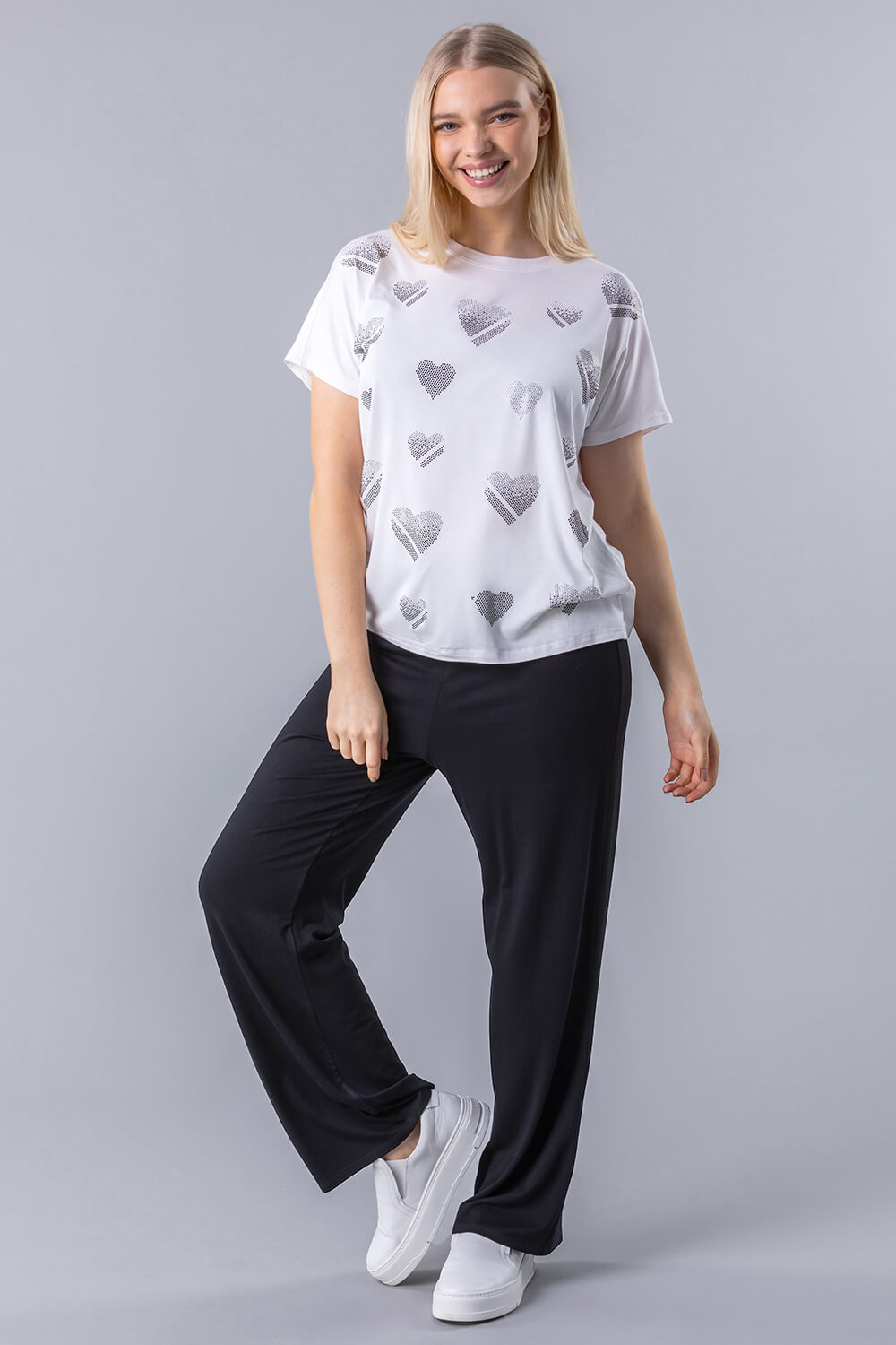 White Embellished Heart Lounge Top, Image 4 of 4