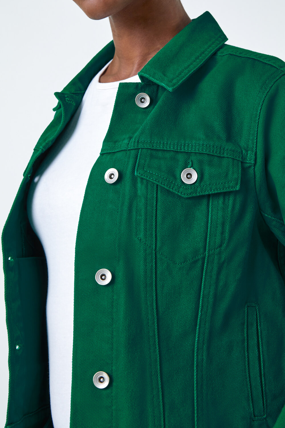 Green Classic Cotton Denim Jacket, Image 5 of 5