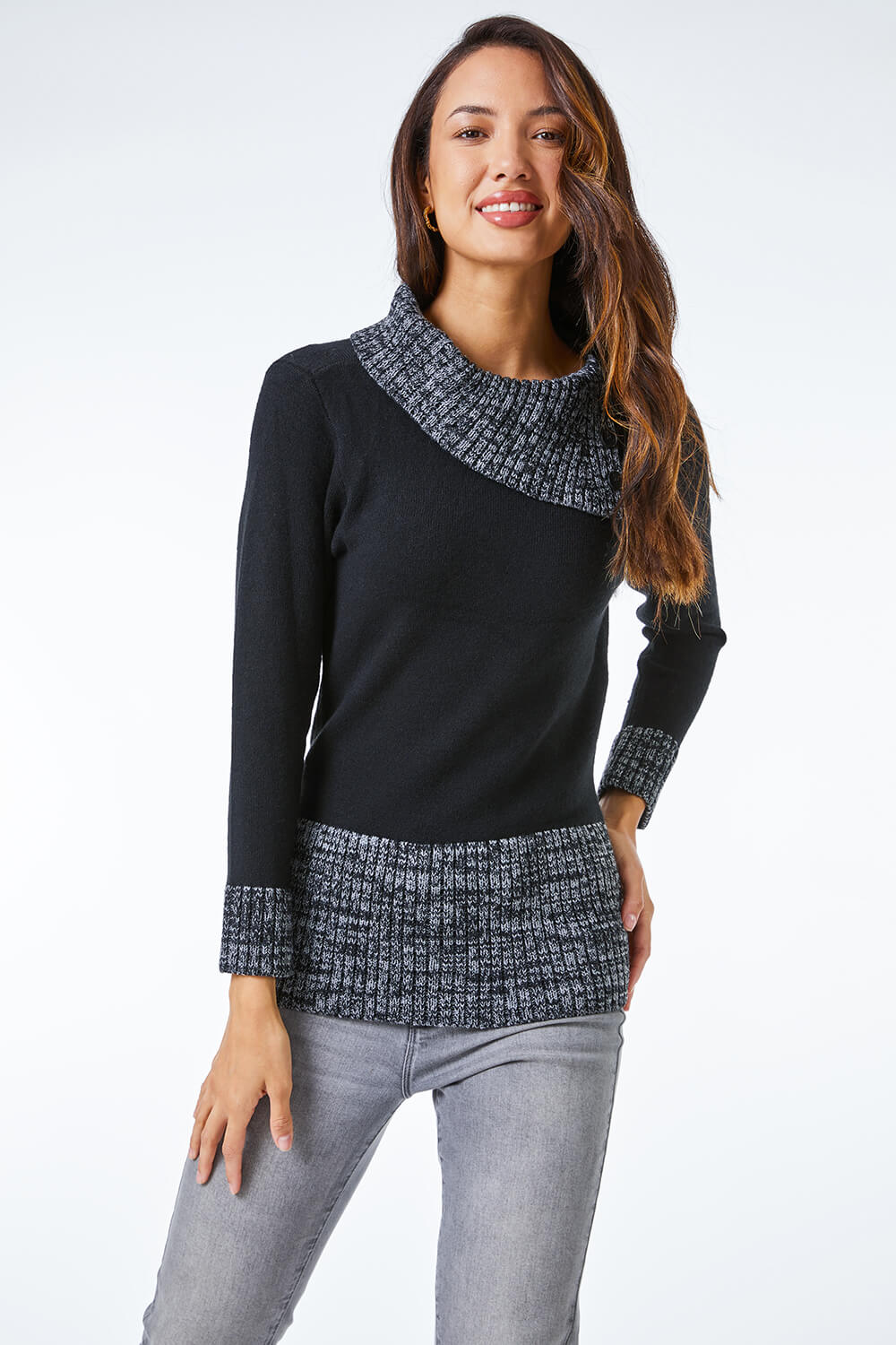 Textured Button Detail Longline Jumper