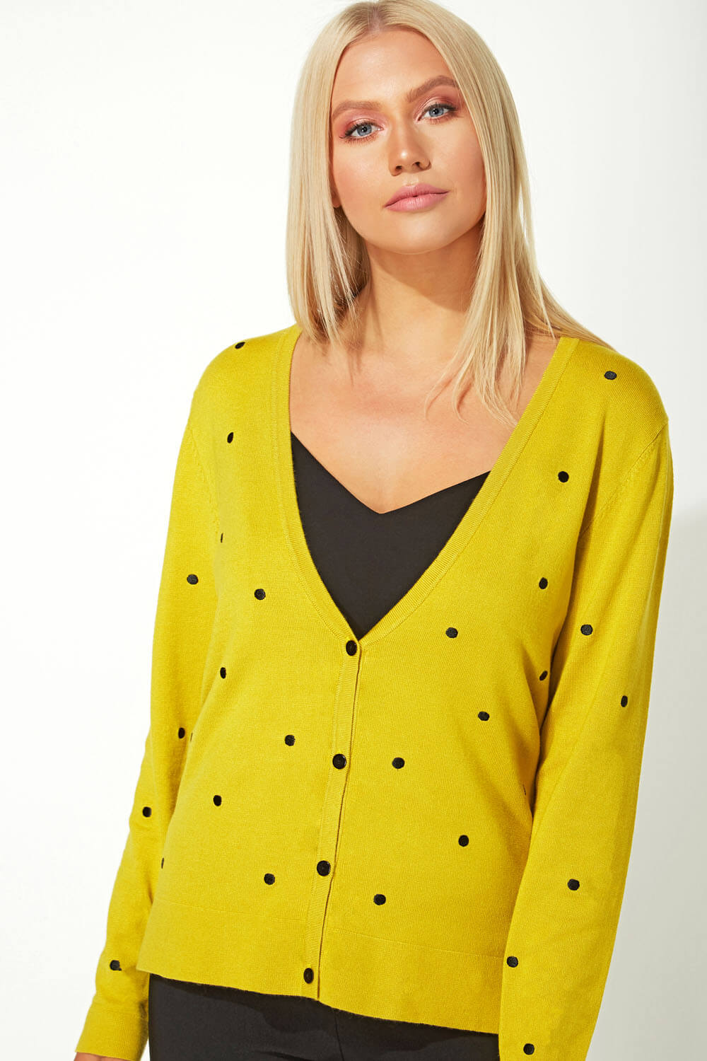 Lime Spot Embroidered Cardigan , Image 4 of 5