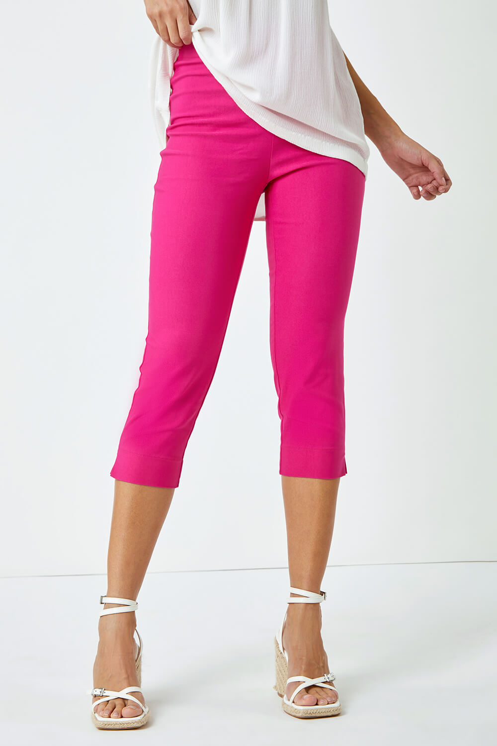 PINK Cropped Stretch Trousers, Image 3 of 5