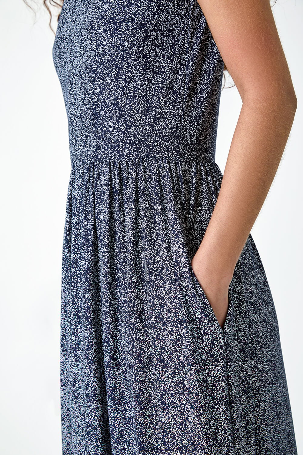 Navy  Paisley Relaxed Stretch Maxi Dress, Image 5 of 5