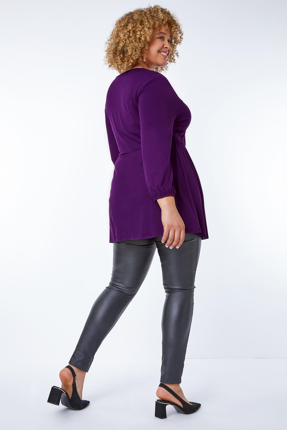 Purple Curve Fitted Waist Stretch Top, Image 3 of 5