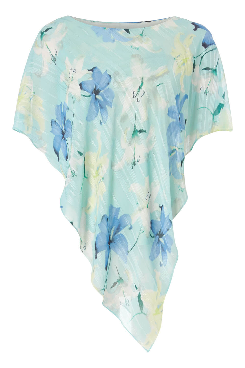 Mint Floral Print Asymmetric Overlay Top, Image 5 of 5