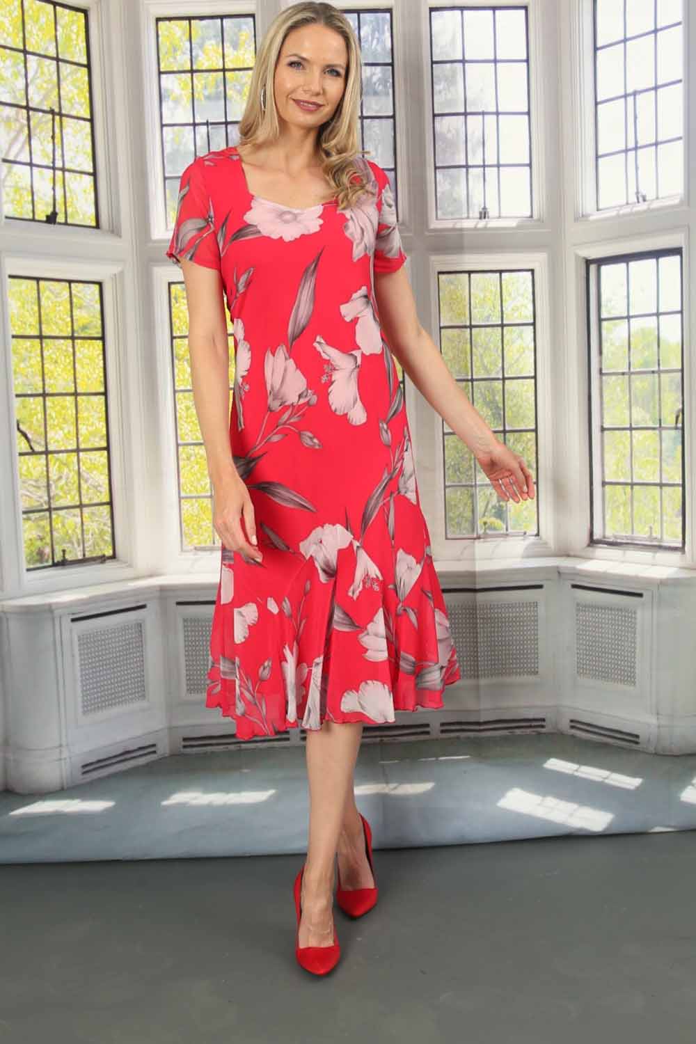 Scarlet Julianna Floral Print Chiffon Dress, Image 3 of 4