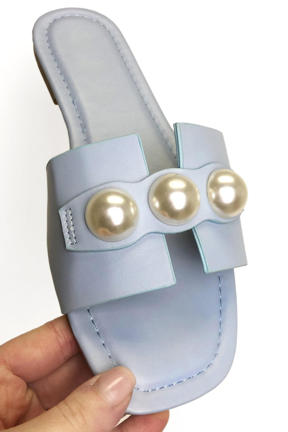 Pearl Detail Sliders Sandals
