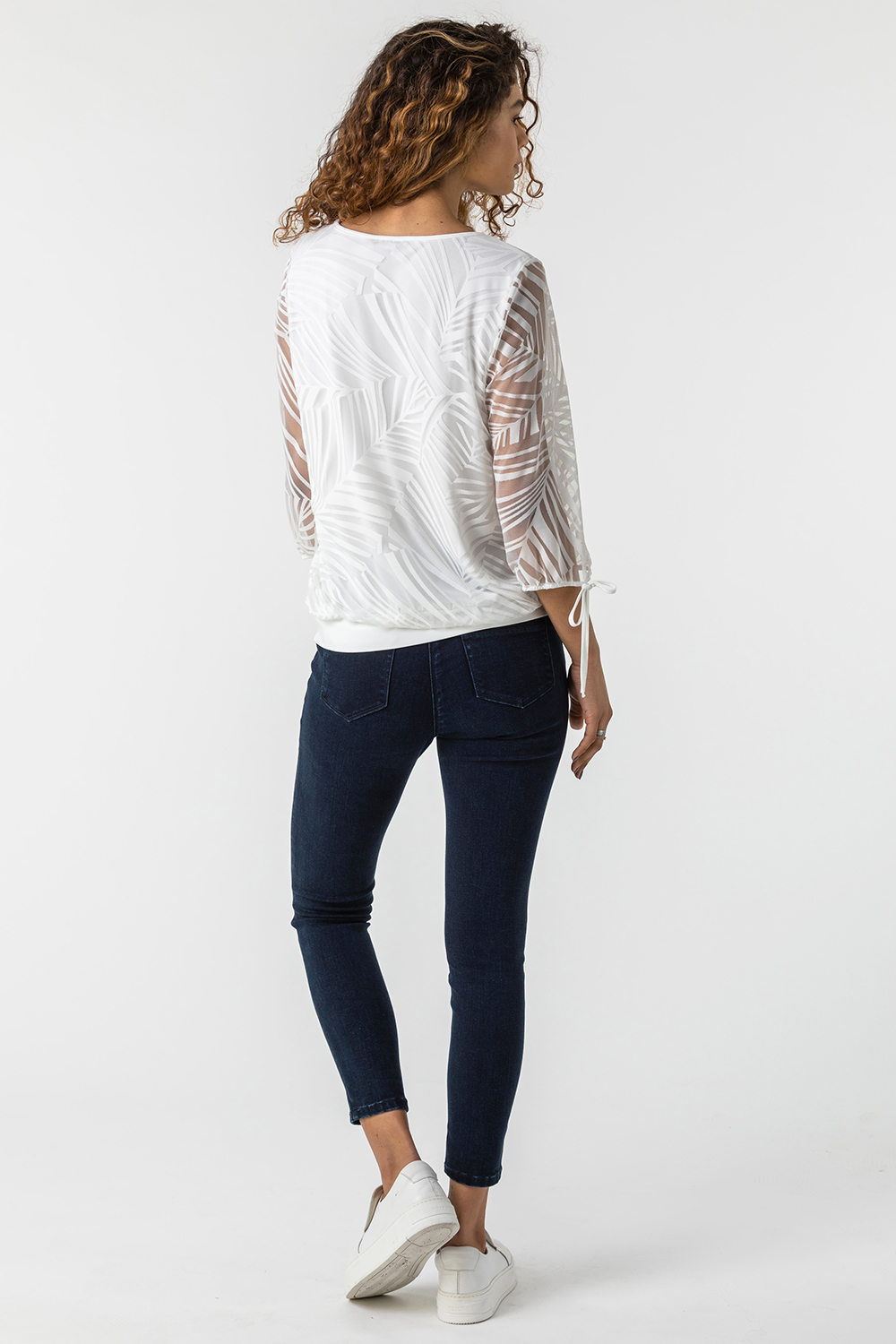 Ivory  Overlay Burnout Print Top, Image 2 of 5