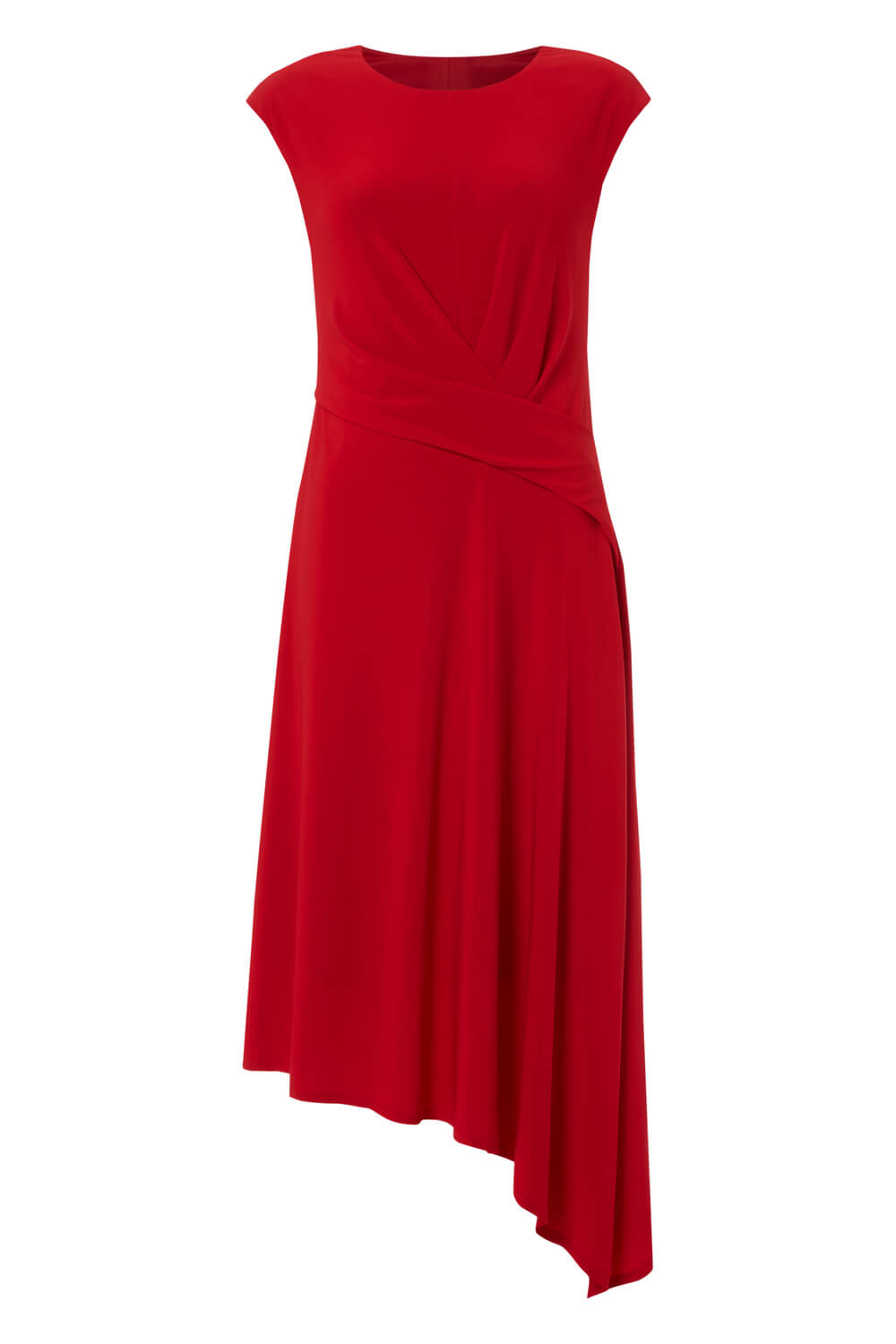 Twist Waist Asymmetric Dress in Red - Roman Originals UK