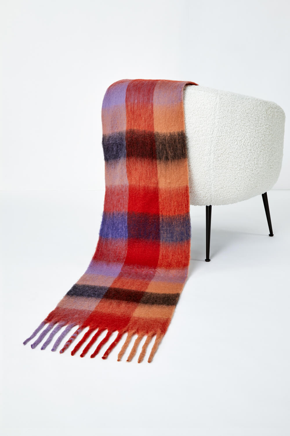 Red Check Print Blanket Scarf, Image 4 of 4