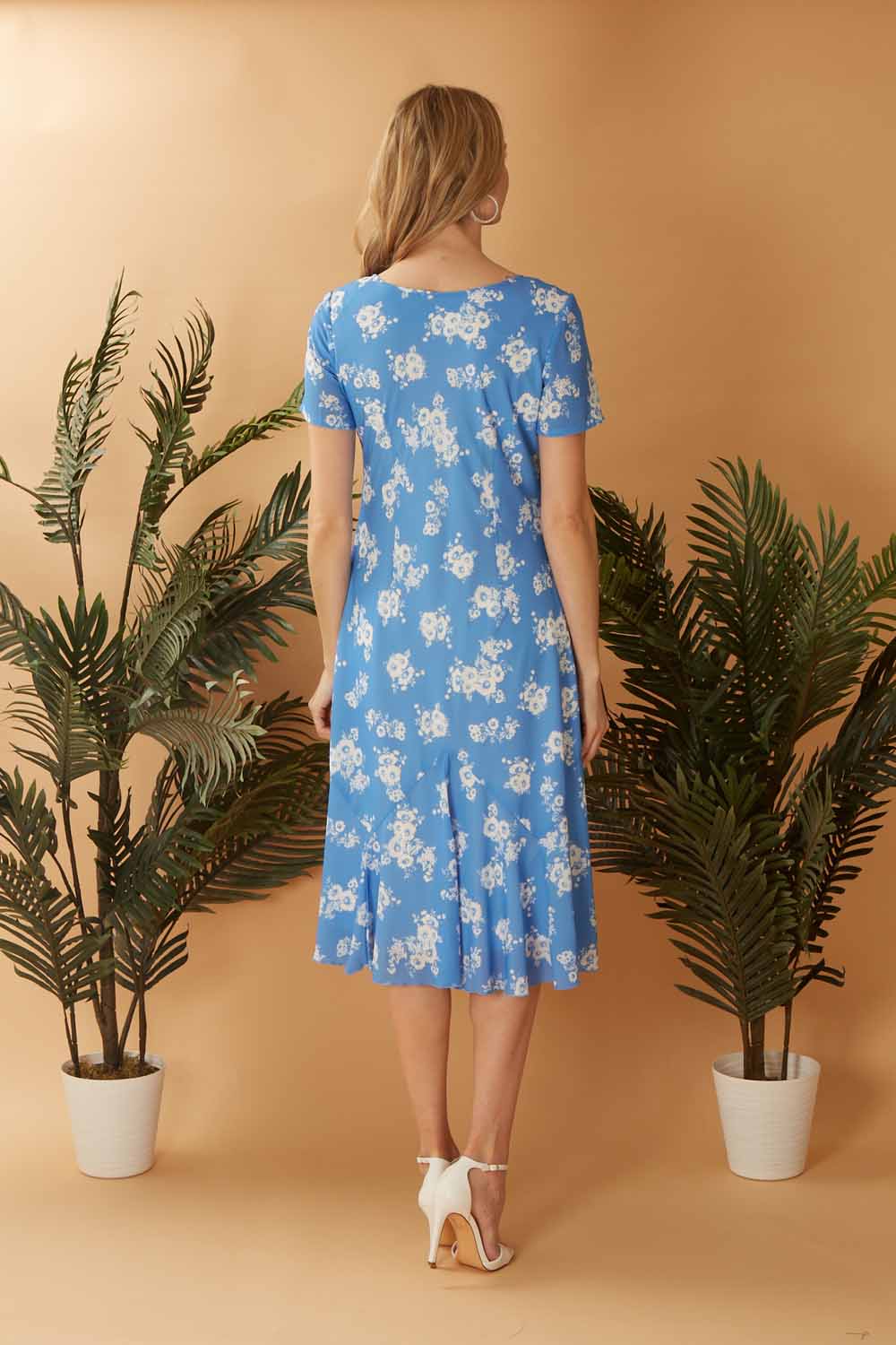Blue Julianna Floral Print Bias Cut Dress, Image 2 of 3