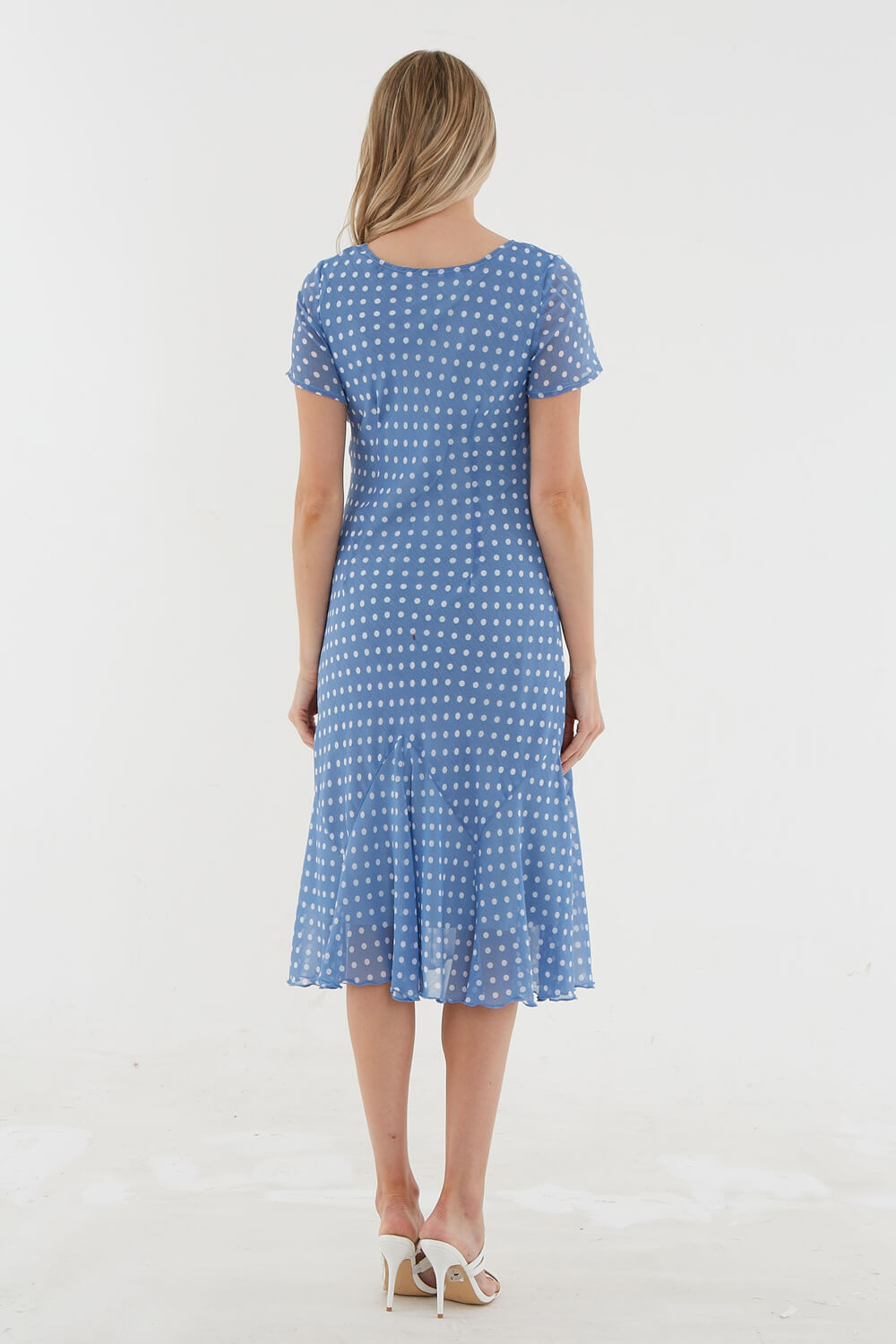 Blue Julianna Spot Print Chiffon Dress, Image 2 of 4