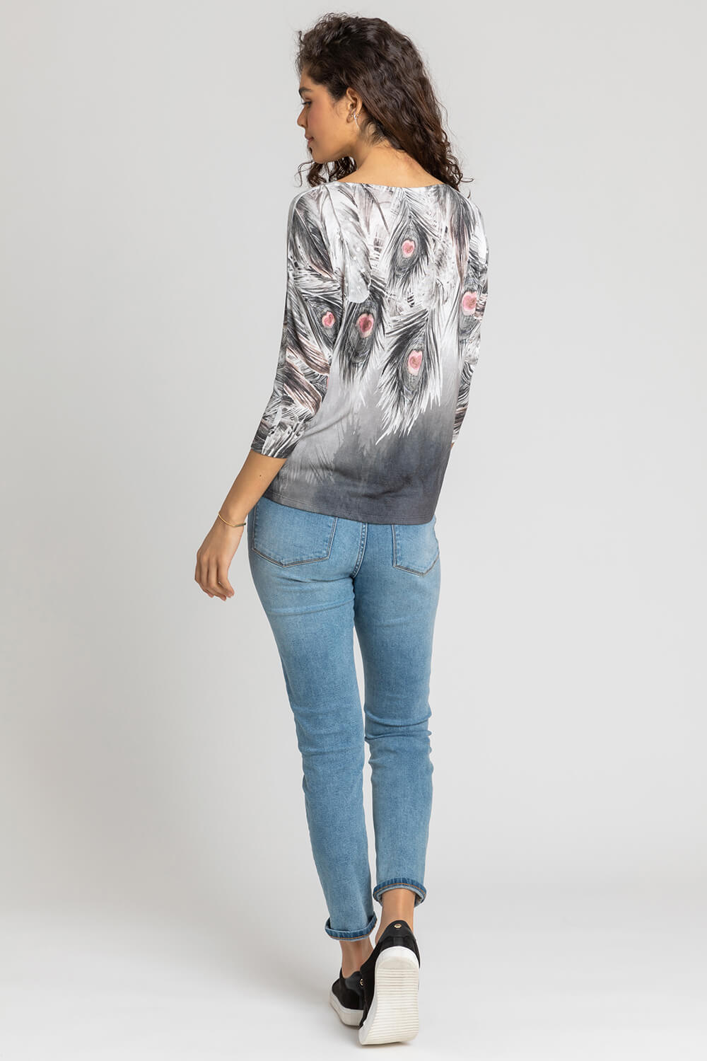 Grey Feather Border Print Top, Image 2 of 4