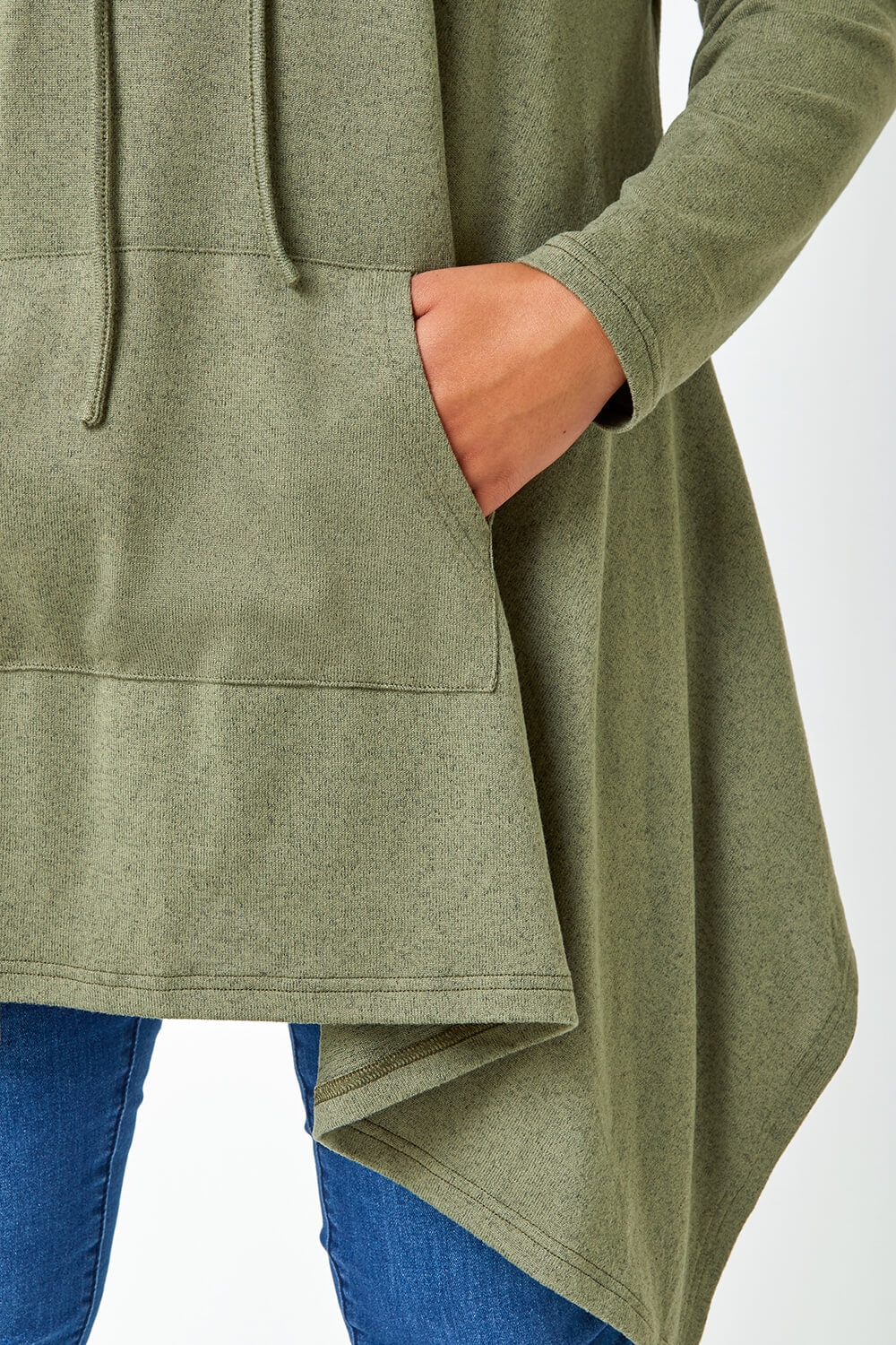 KHAKI Curve Cowl Neck Relaxed Stretch Top, Image 5 of 5