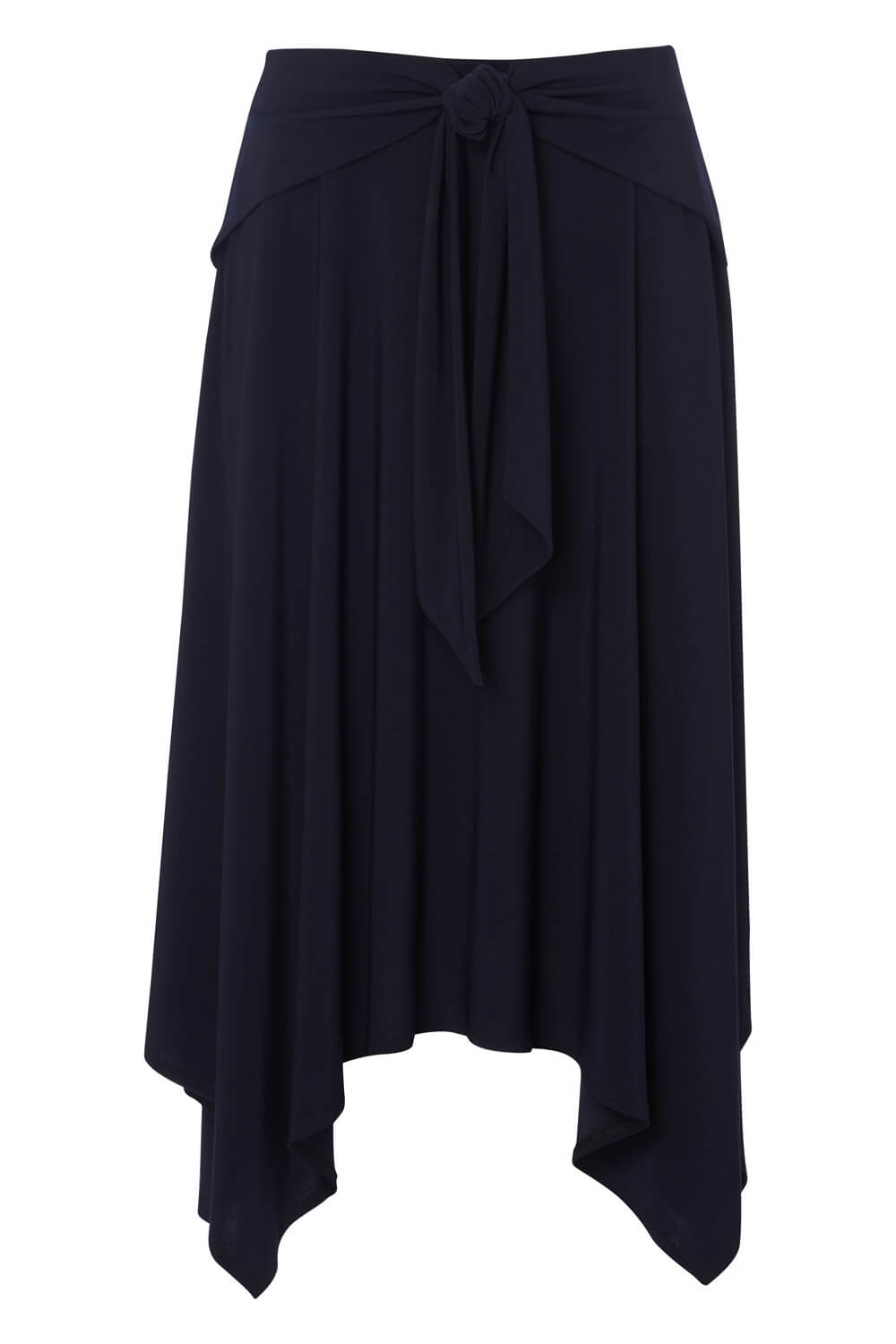 Tie Front Hanky Hem Skirt in Navy Roman Originals UK