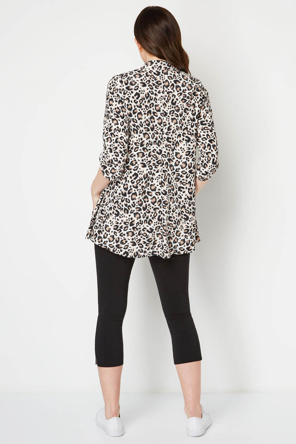 Brown Leopard Print Tunic Blouse, Image 3 of 8