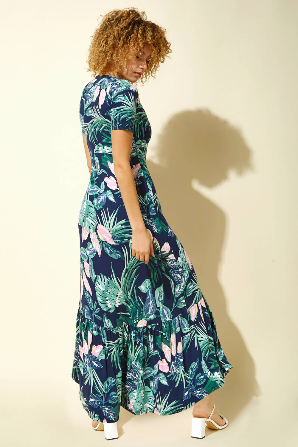 Green Tropical Floral Print Maxi Dress, Image 2 of 4