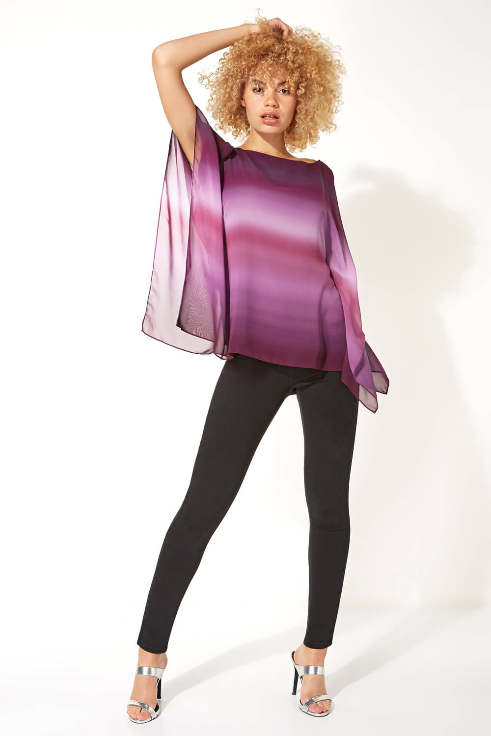 Purple Ombre Cold Shoulder Overlay Top, Image 2 of 5