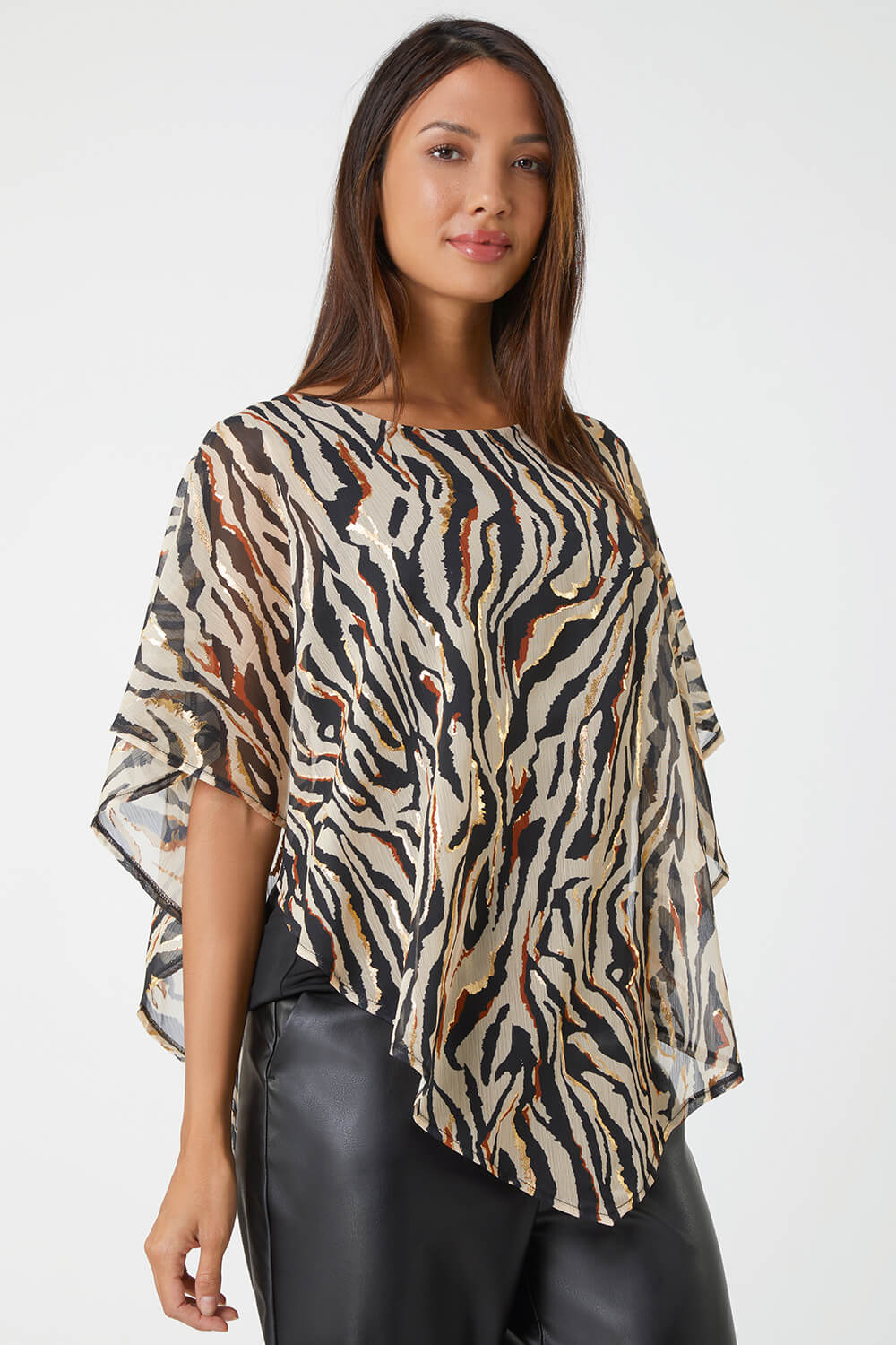Animal Foil Overlay Stretch Top