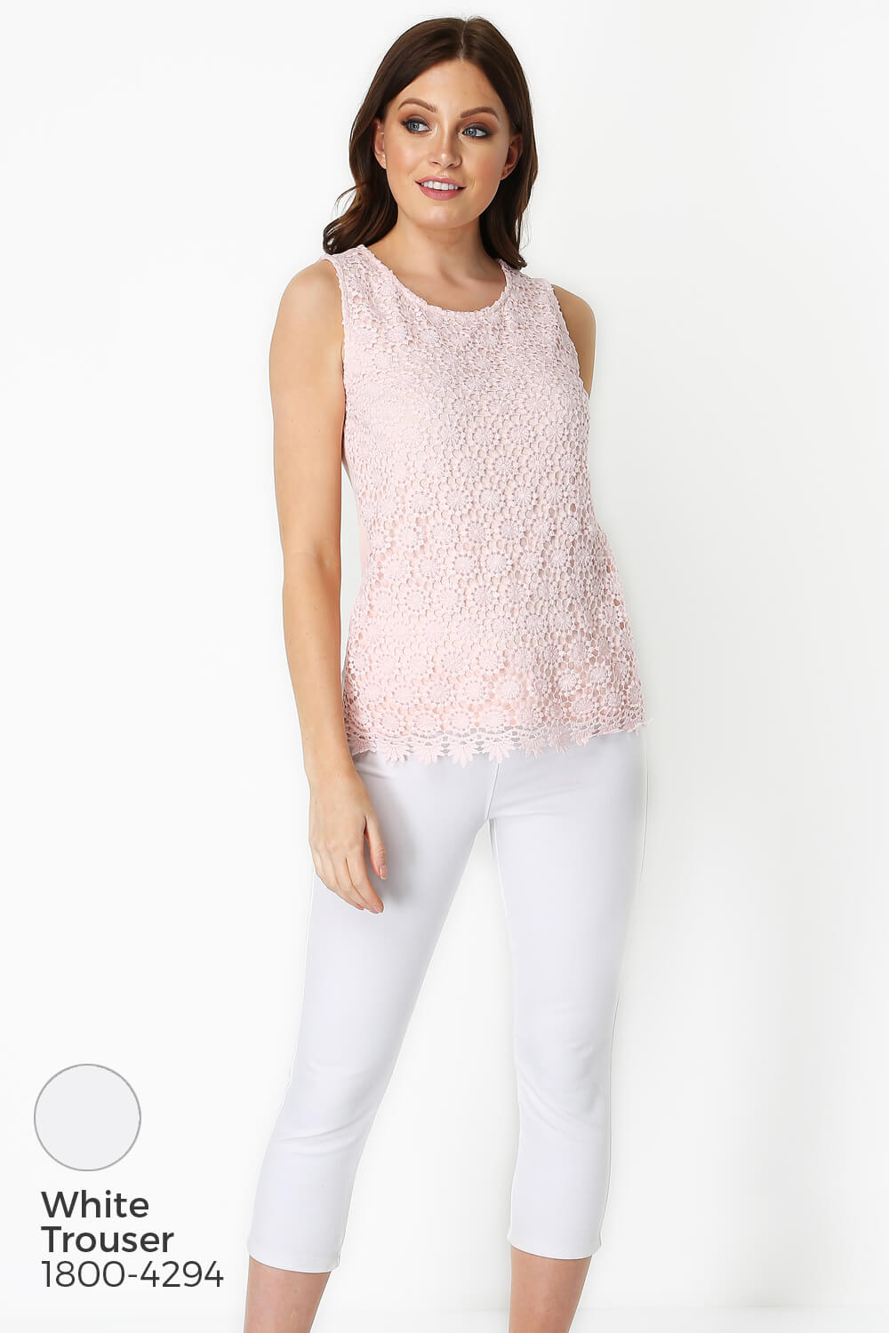 Light Pink Lace Front Jersey Vest Top, Image 5 of 8