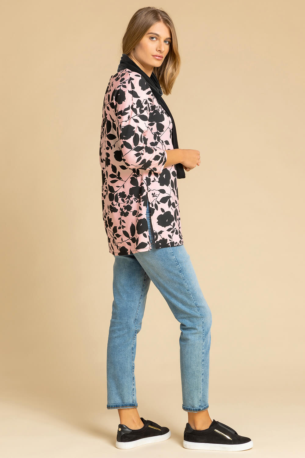 Light Pink Floral Print Top and Snood, Image 2 of 4