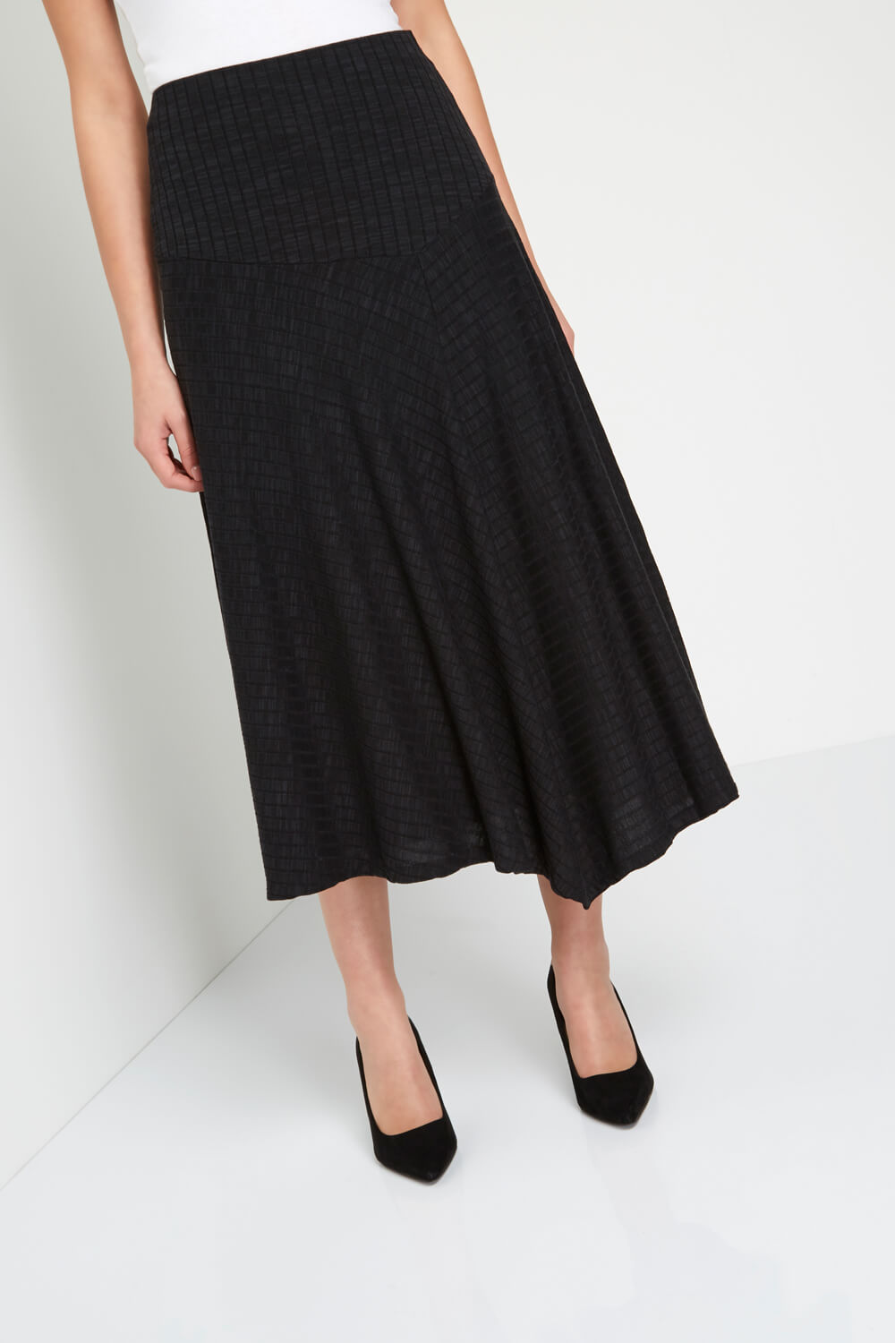 Asymmetric Midi Skirt in Charcoal - Roman Originals UK