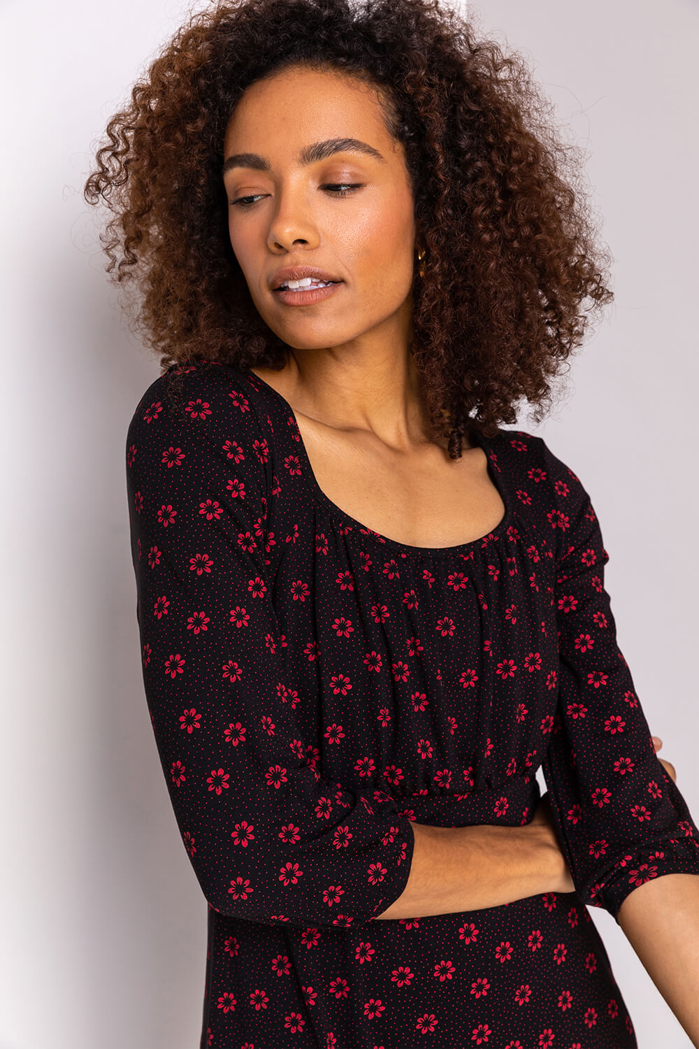 Port Floral Print 3/4 Sleeve Jersey Top, Image 4 of 4
