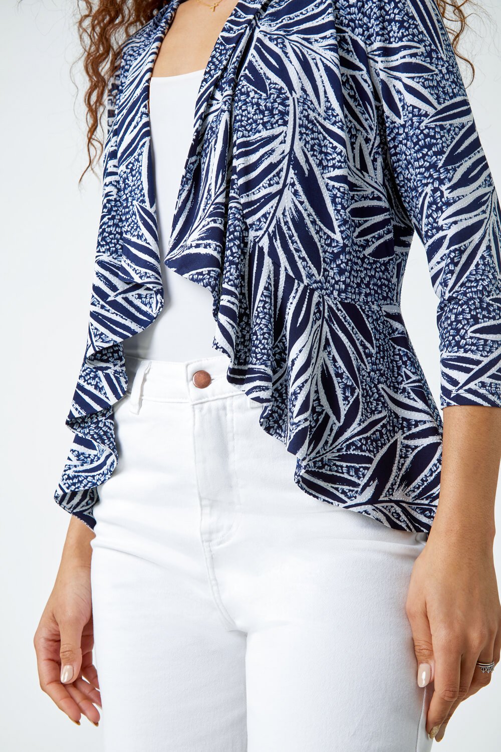  Textured Floral Print Peplum Stretch Jacket, Image 5 of 5