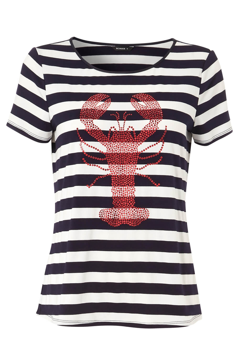 Navy  Lobster Stripe Print T-Shirt, Image 4 of 4