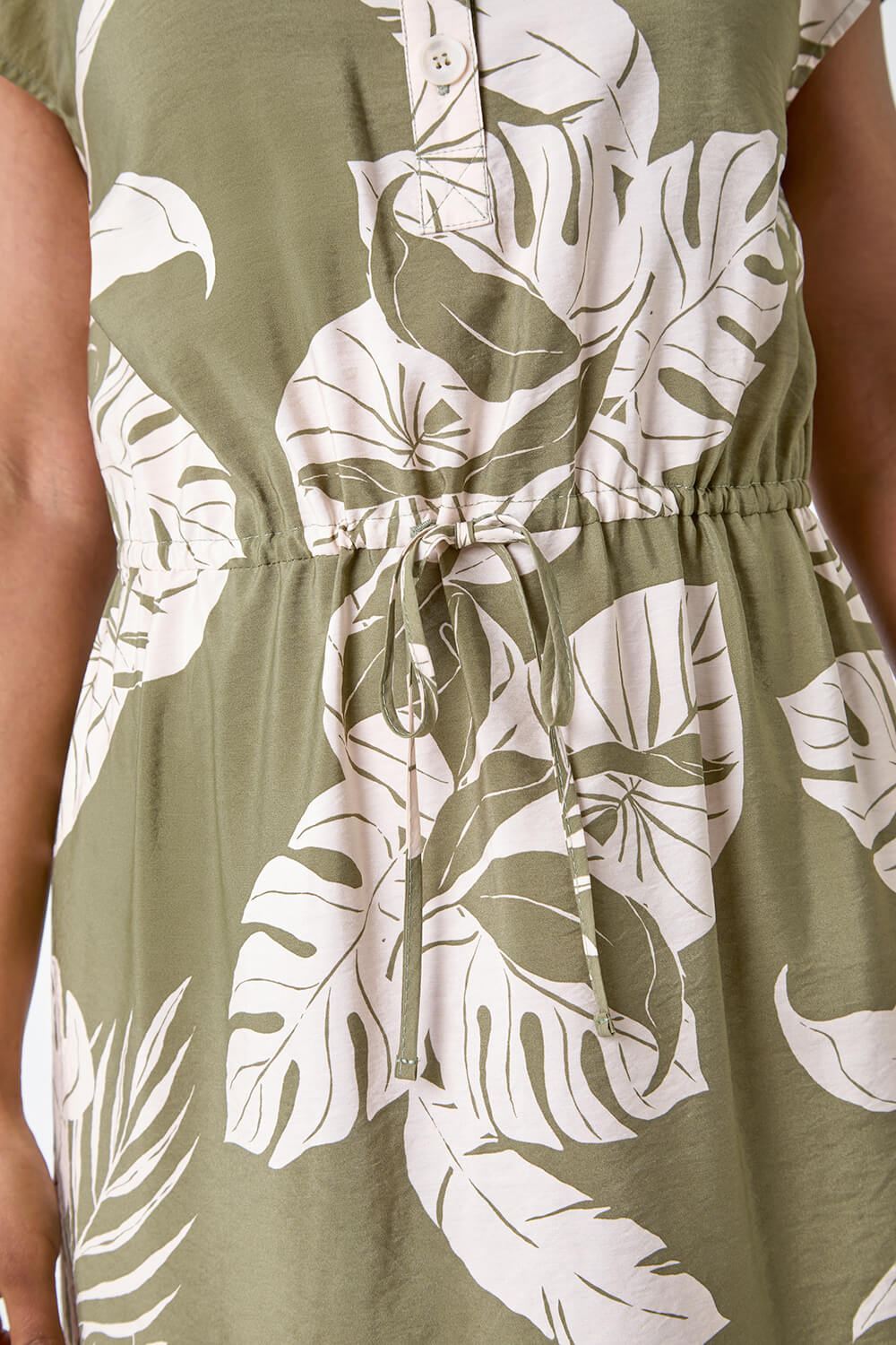 KHAKI Petite Tropical Print Shirt Dress, Image 5 of 5