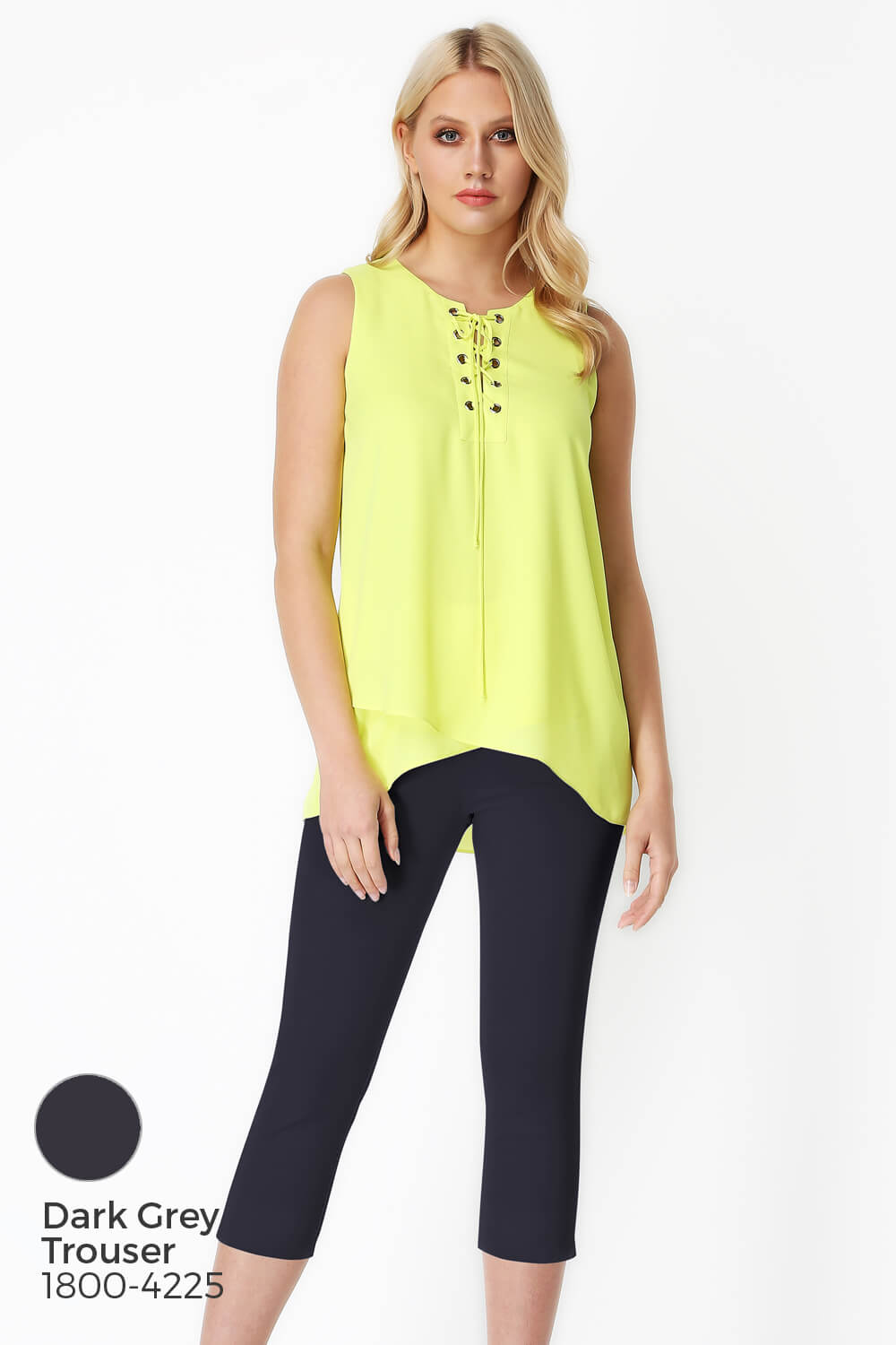 Lime Eyelet Detail Lace Up Vest Top, Image 7 of 8