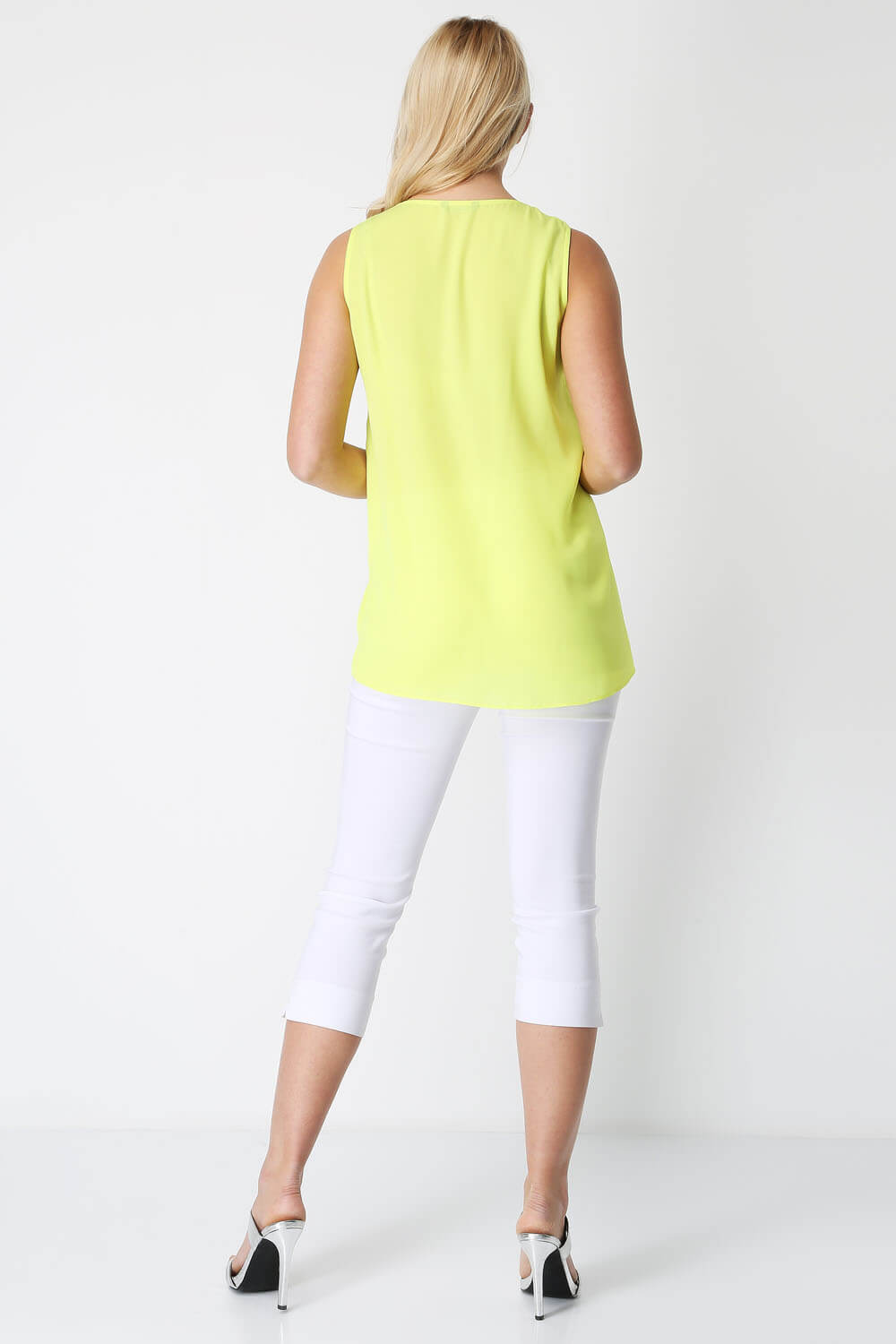 Lime Eyelet Detail Lace Up Vest Top, Image 3 of 8