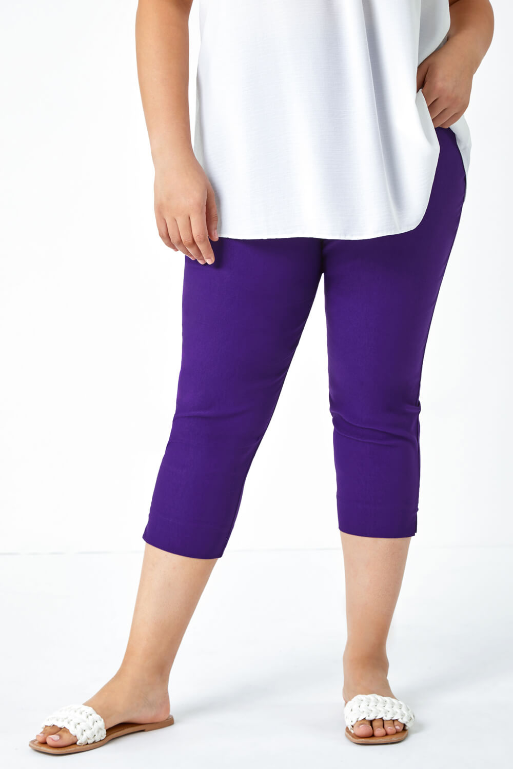 Purple Curve Cropped Stretch Trouser, Image 4 of 5