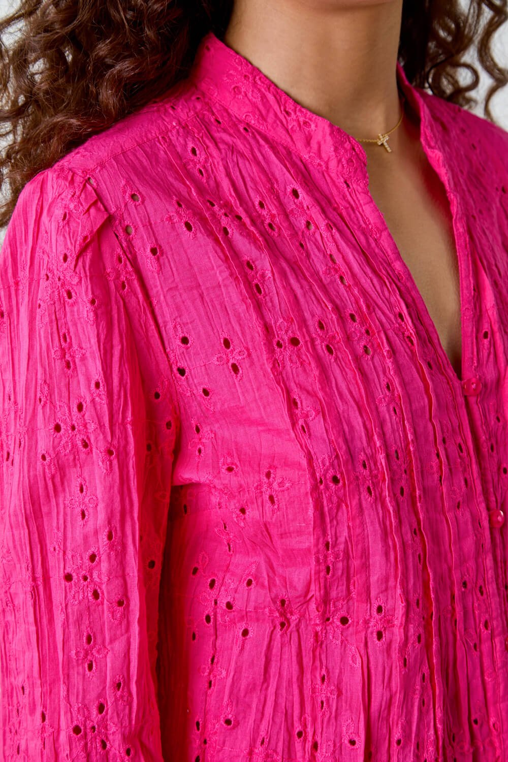 CERISE Embroidered Crinkle Cotton Blouse, Image 5 of 5