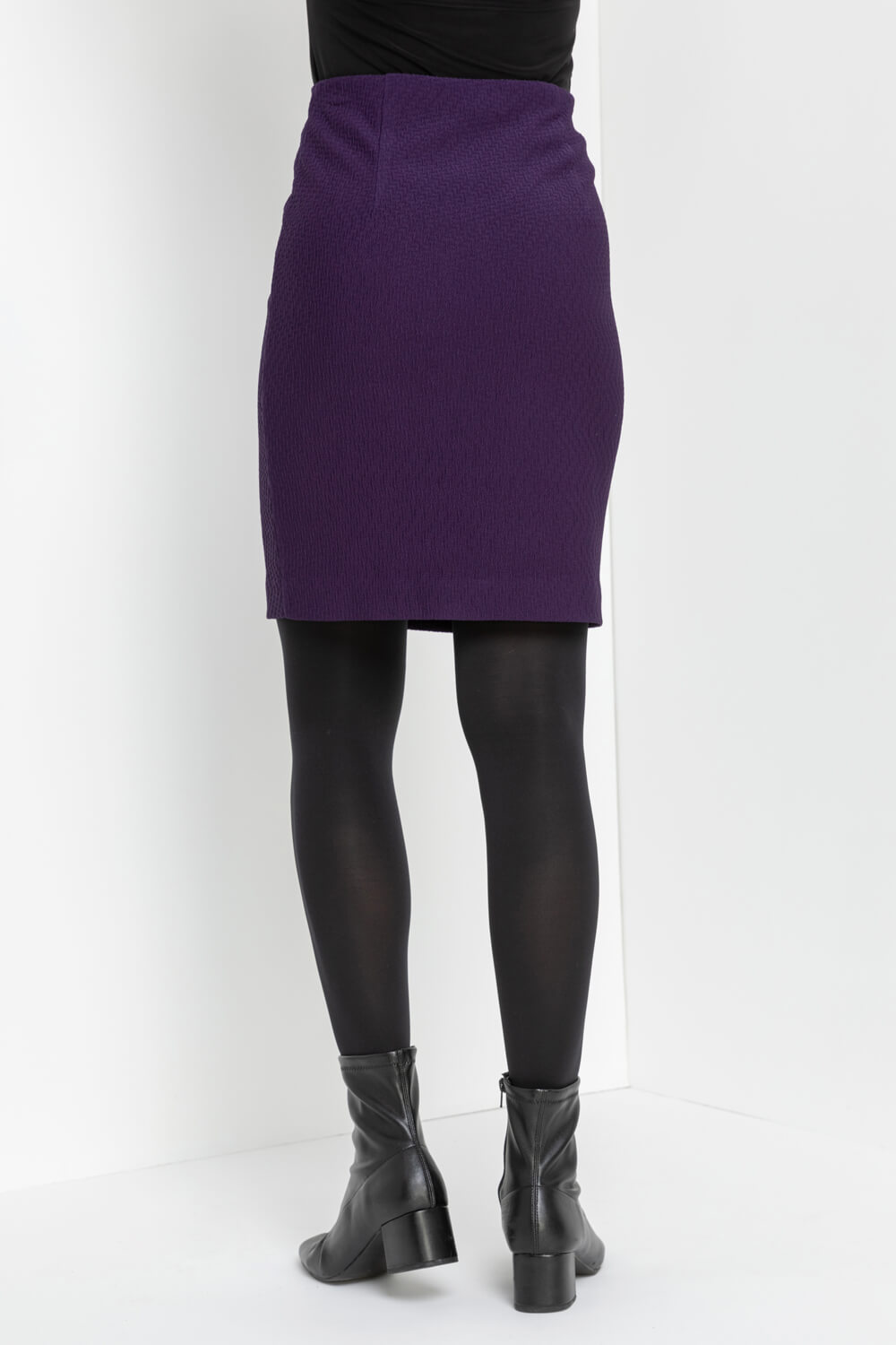 Purple Short Textured Jersey Skirt, Image 3 of 4